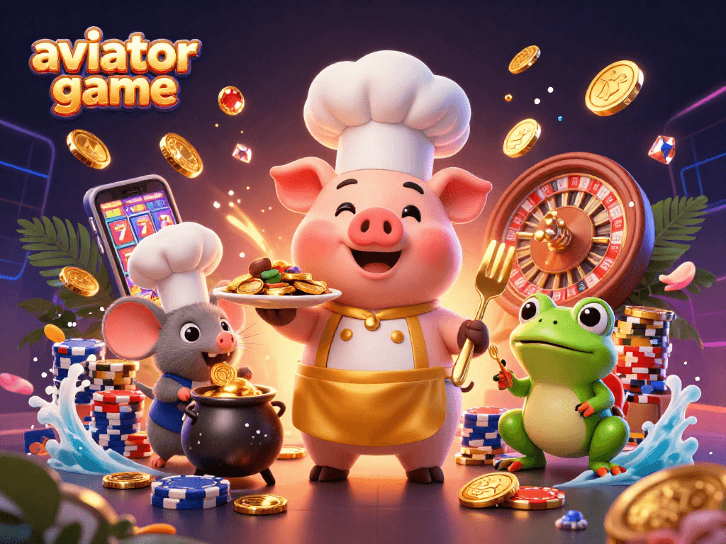 Experience the excitement of the aviator game with vibrant characters and dazzling casino elements.