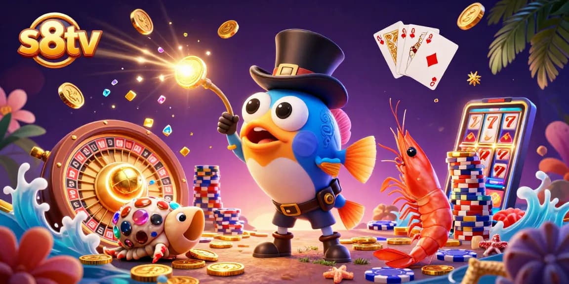 Engage with S8TV as the deep-sea anglerfish illuminates golden coins amid thrilling gaming excitement.
