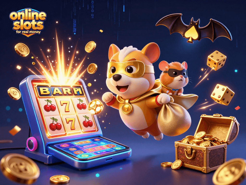 Spin the reels with our superhero character in an exciting online slots for real money scene filled with jackpots!