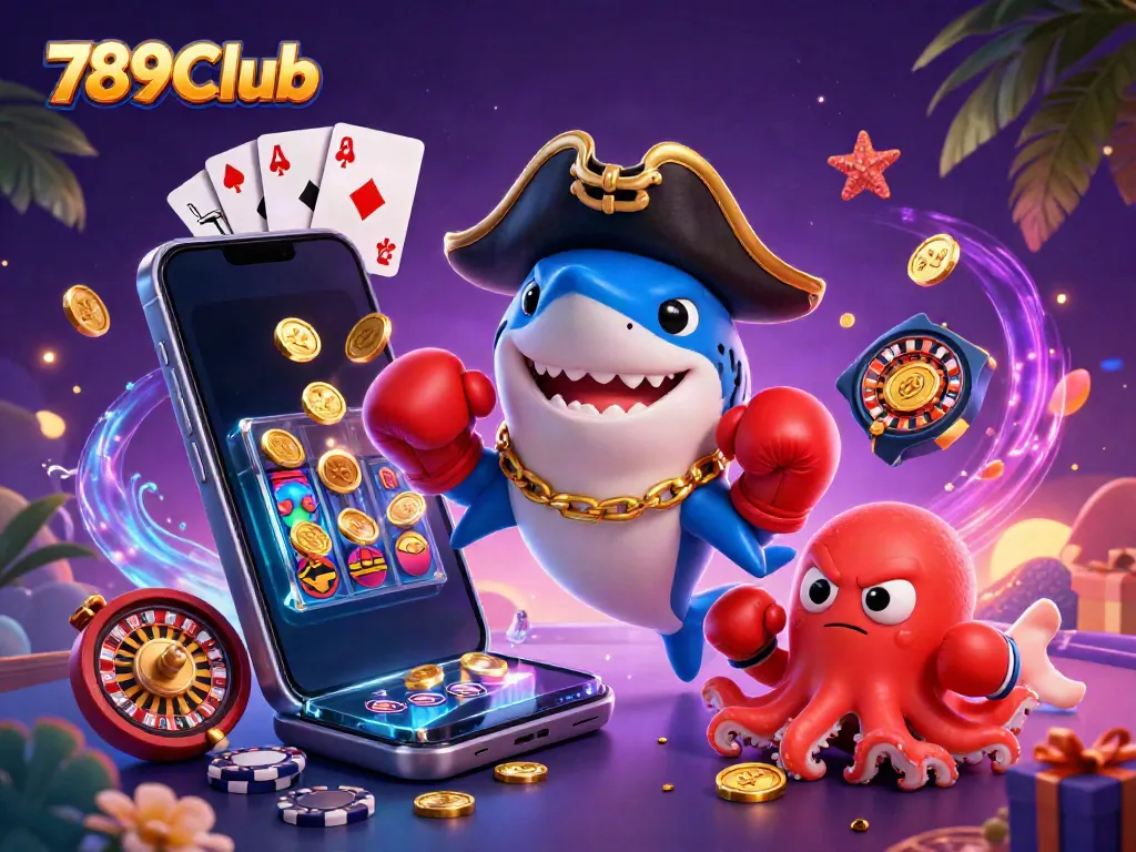 Action-packed scene featuring characters from 789Club gambling games, illustrating excitement and fun.