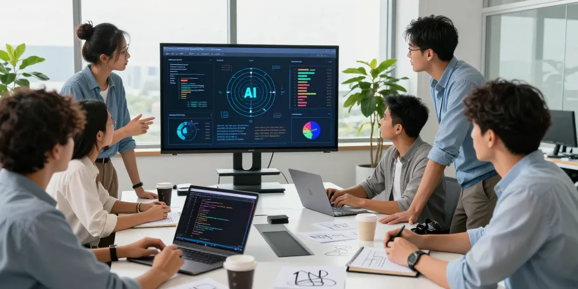 AI Detection strategies discussed by a diverse tech team in a modern workspace.