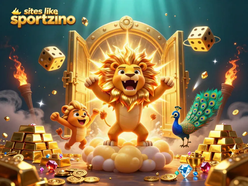 Win big with slots at sites like sportzino, featuring vibrant casino visuals and exciting game elements.