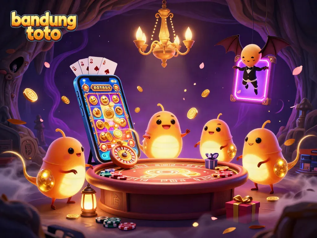 Experience excitement at Bandung Toto's casino with vibrant glowworms, spinning slots, and more.
