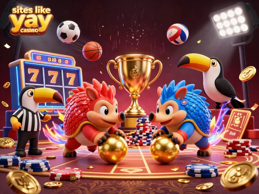 Experience exciting gameplay with sites like yay casino featuring rival pangolins in a dynamic casino scene.