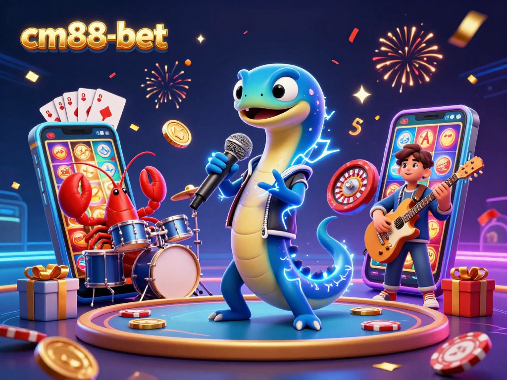 Experience the excitement of cm88-bet with a vibrant underwater casino scene featuring a DJ electric eel.