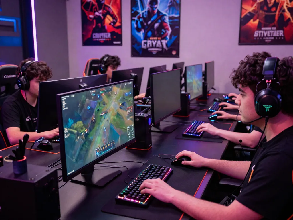 Intense esports competition scene showcasing qqmacan players in an electrifying gaming arena.