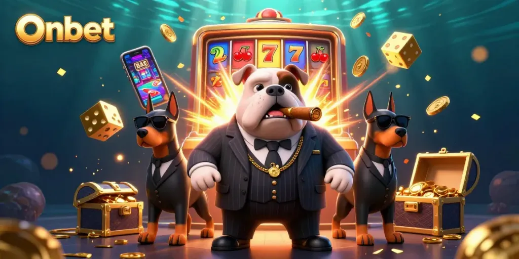Experience thrilling jackpots with Onbet's vibrant casino illustration featuring captivating characters and elements.
