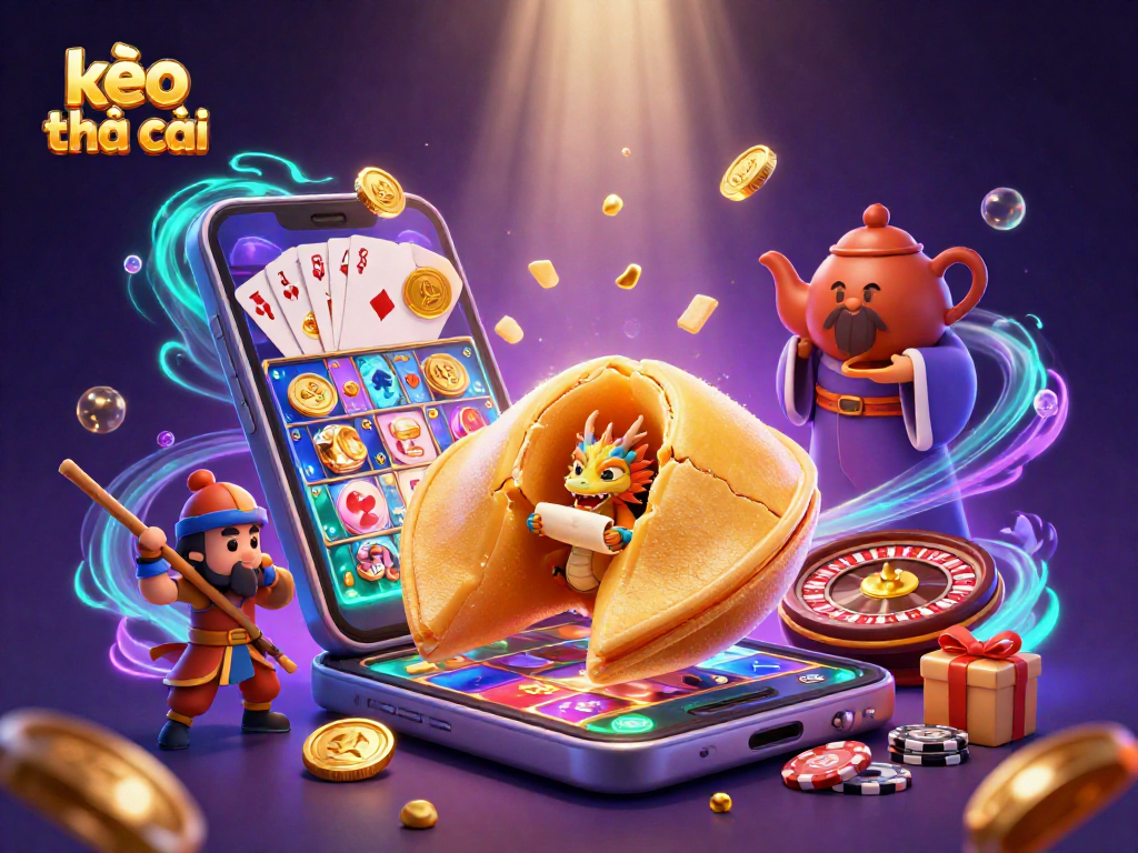 Engage with kèo nhà cái fortune slots, featuring a dragon and golden treasures in a lively casino scene.