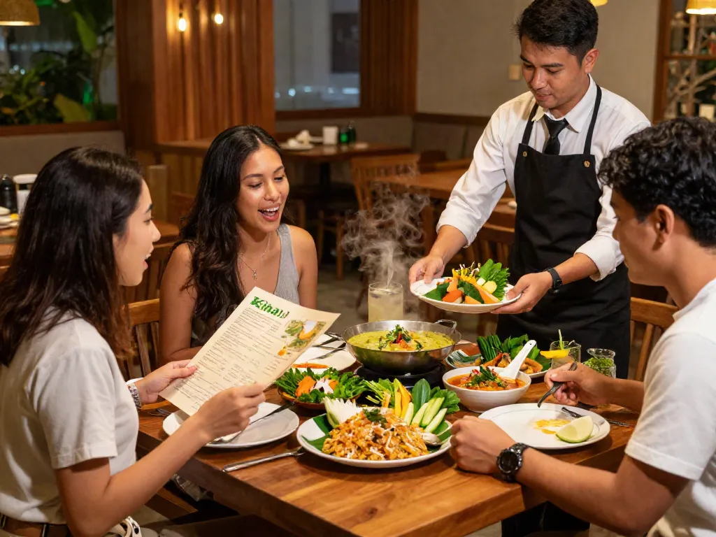 Delicious Thai dishes served at Kinaly restaurant, creating a vibrant dining atmosphere.