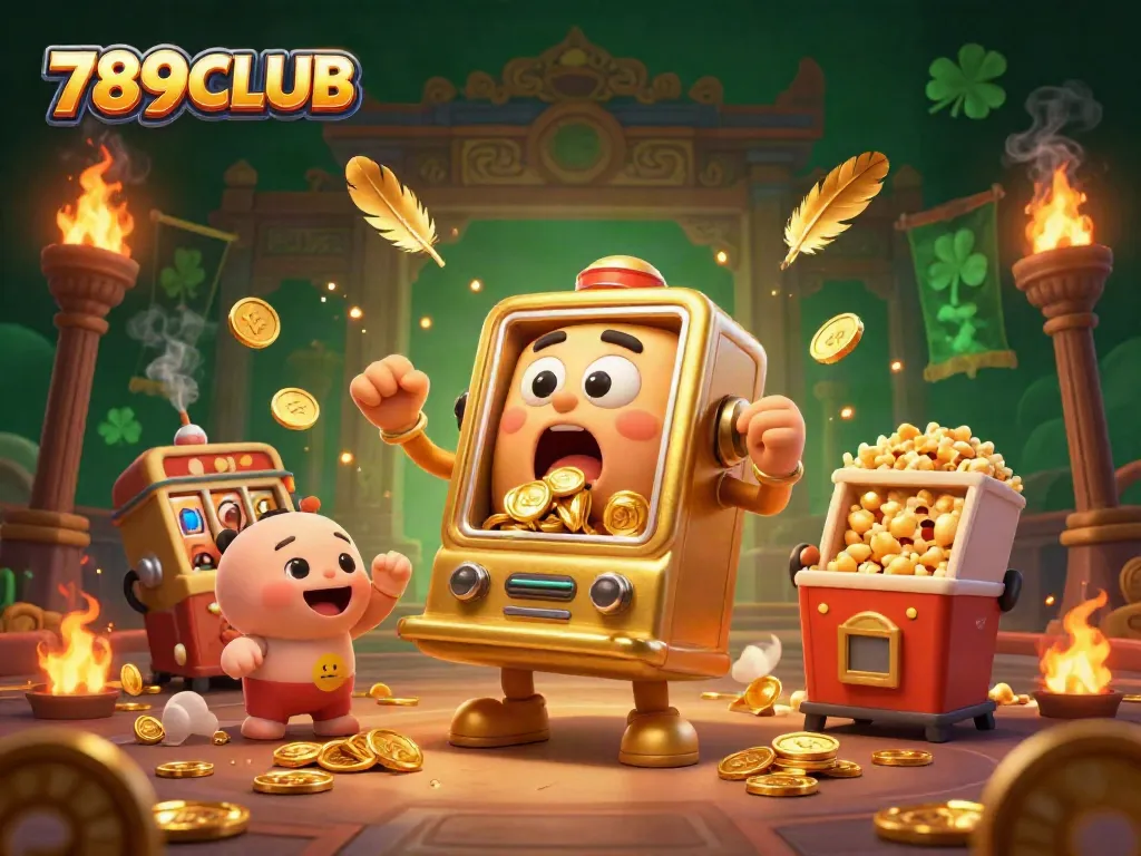 Experience the thrill of winning at 789CLUB with a vibrant scene of jubilant slot machines celebrating a jackpot!