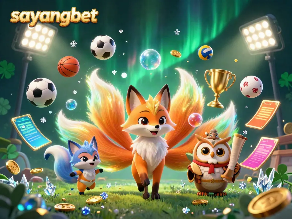 Experience the excitement of sayangbet with a vibrant 3D illustration of colorful characters and dynamic game elements.