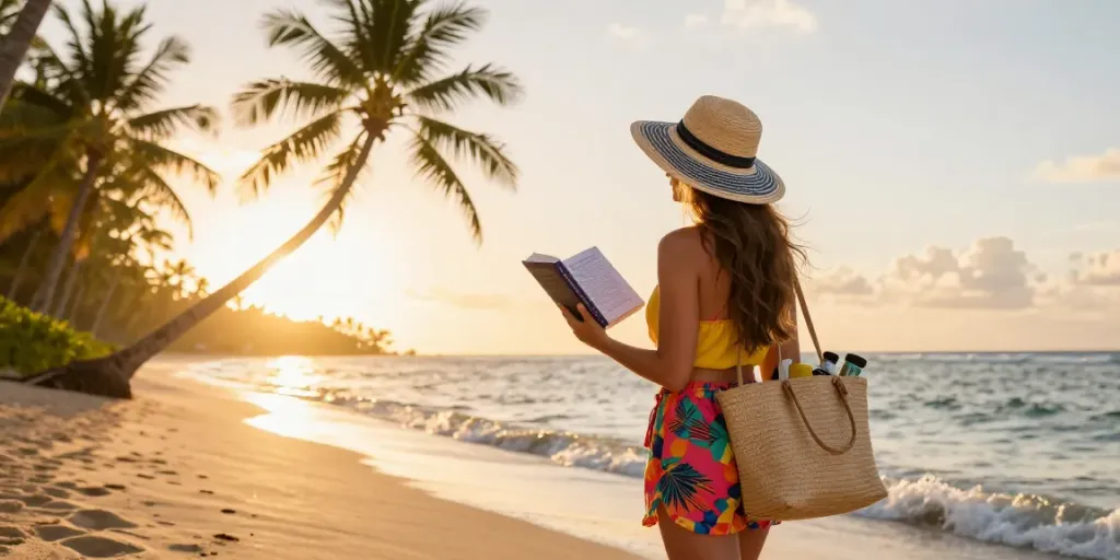 Carmen's Luxury Travel experience at a tropical beach during sunset.
