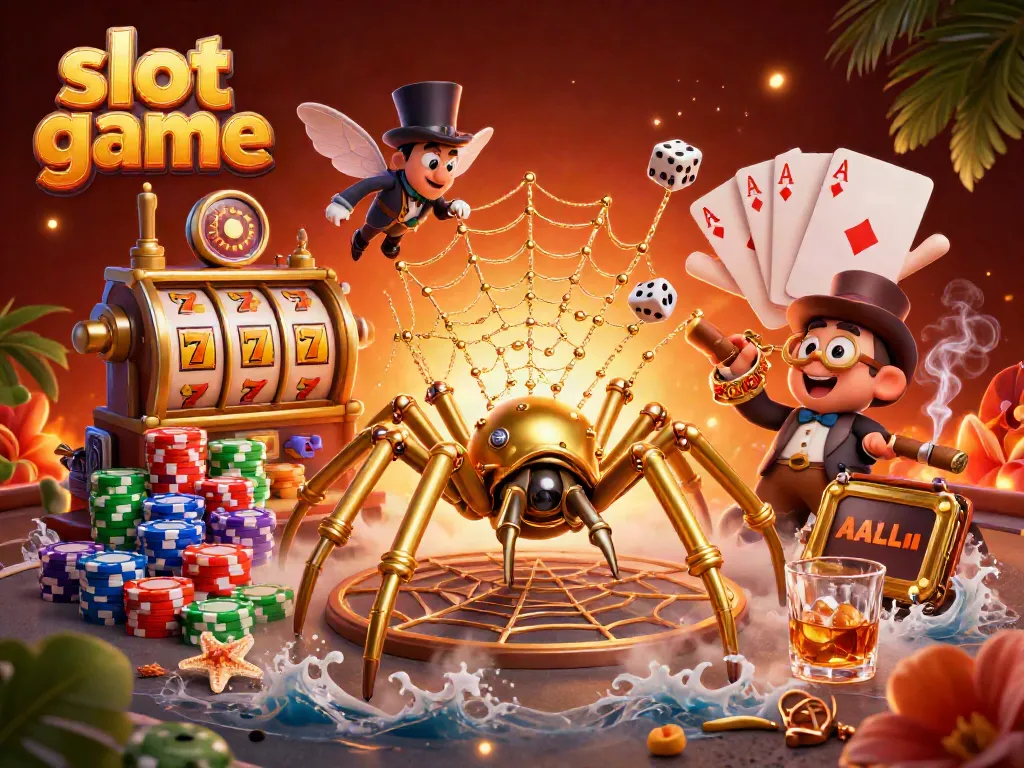 Spin and win with slot game reels featuring rich visuals of golden chains and poker elements.