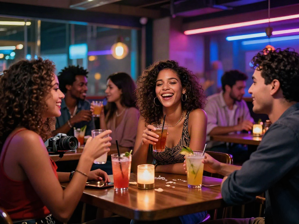 Sophie Rain xxx enjoying nightlife with friends at a lively bar