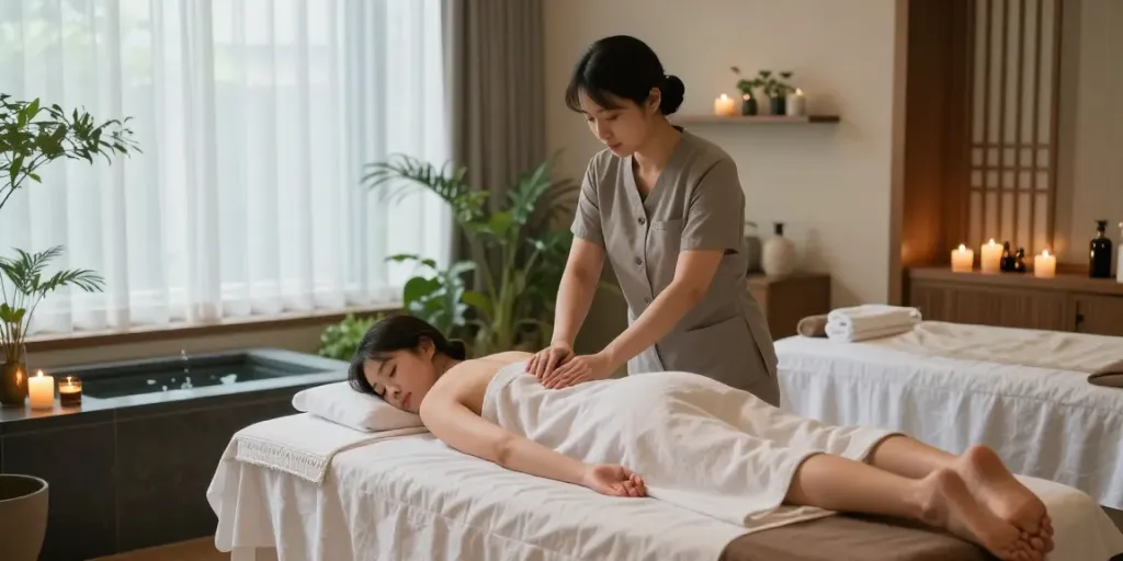 Relaxing spa scene showcasing 양주출장안마 treatment with calming atmosphere and harmonious decor.