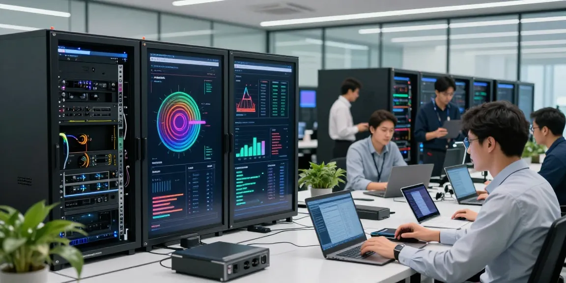 Engineers optimizing AI Token Economy infrastructure in a modern data center.