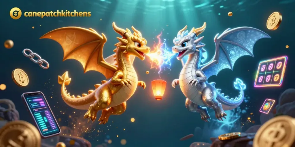 Experience gaming excitement with canepatchkitchensd, showcasing vibrant casino-themed 3D elements.