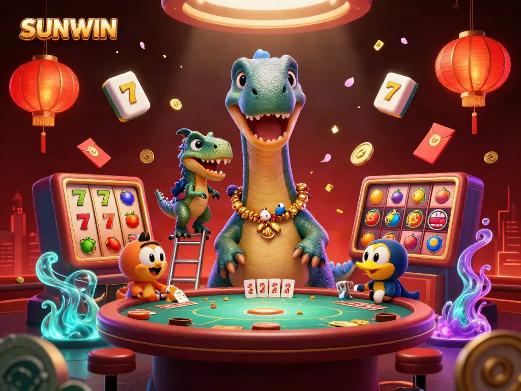 Experience SUNWIN's vibrant casino atmosphere with playful characters and engaging gaming elements.