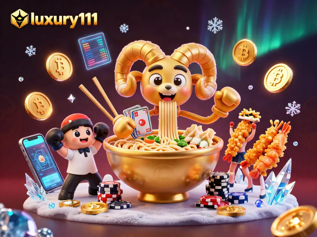 Engage with luxury111's vibrant casino scene featuring animated characters, cards, and crypto coins.