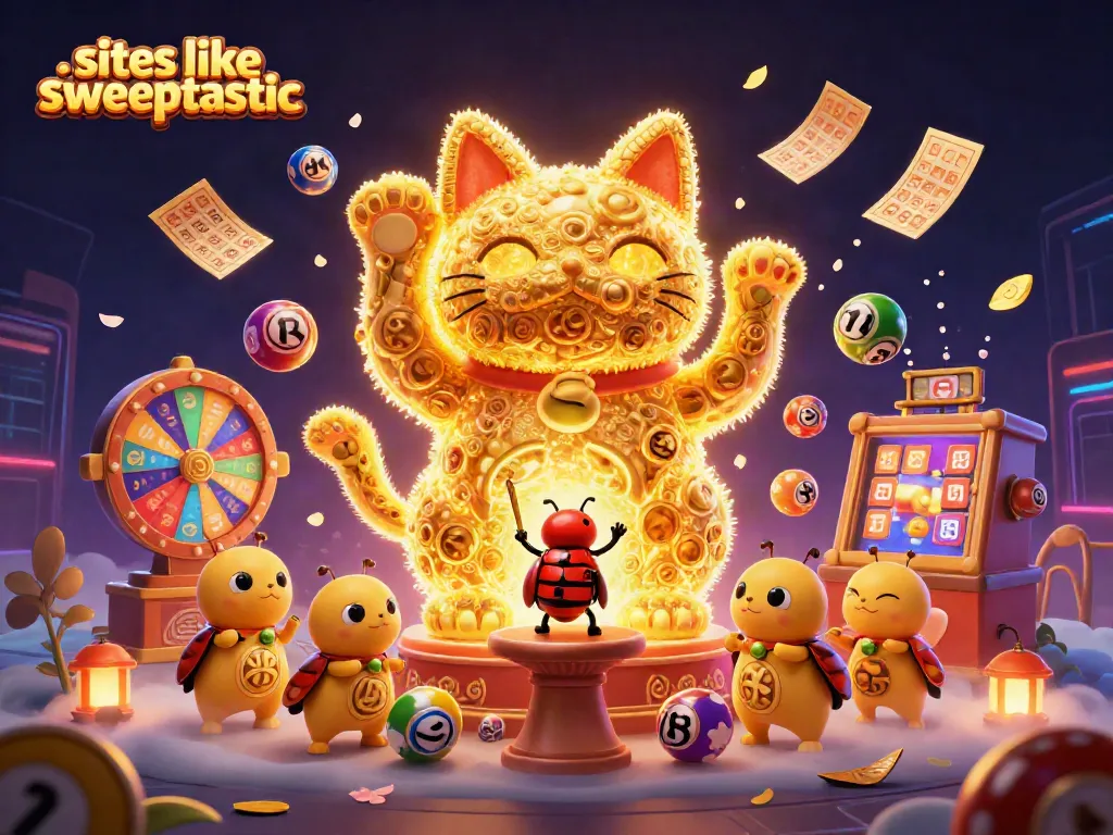 Play exciting games at sites like sweeptastic with vibrant casino-themed illustrations.