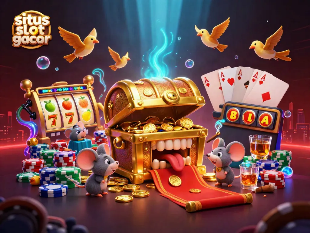 Spin the reels at situs slot gacor as mice chase treasures amidst vibrant cartoon visuals.