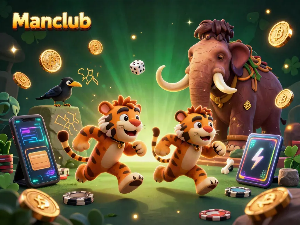 Experience the thrilling atmosphere of Manclub as cavemen and a sabertooth tiger run their casino filled with crypto excitement.