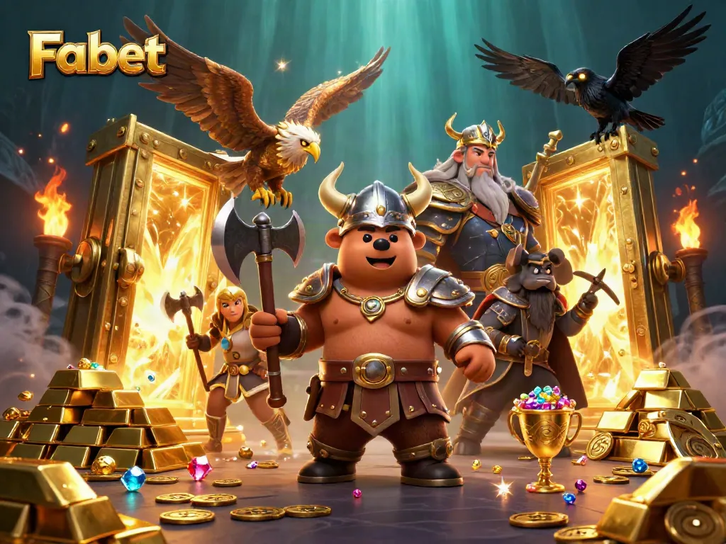 Engage in exciting betting adventures with Fabet at a vibrant casino-themed illustration.