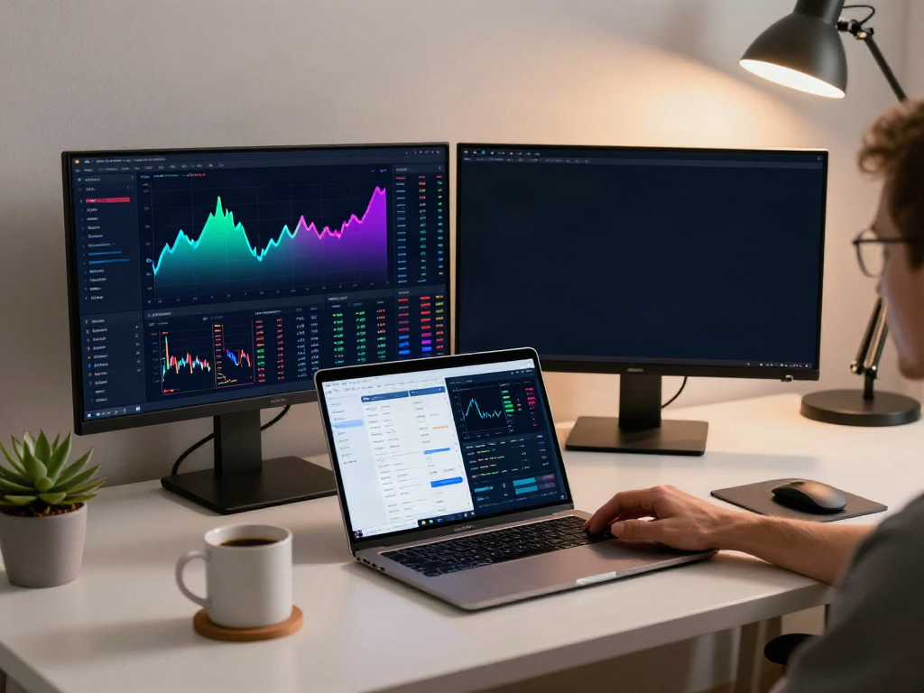 Trading environment showcasing currency exchange rate API integration with crypto charts and digital wallet.