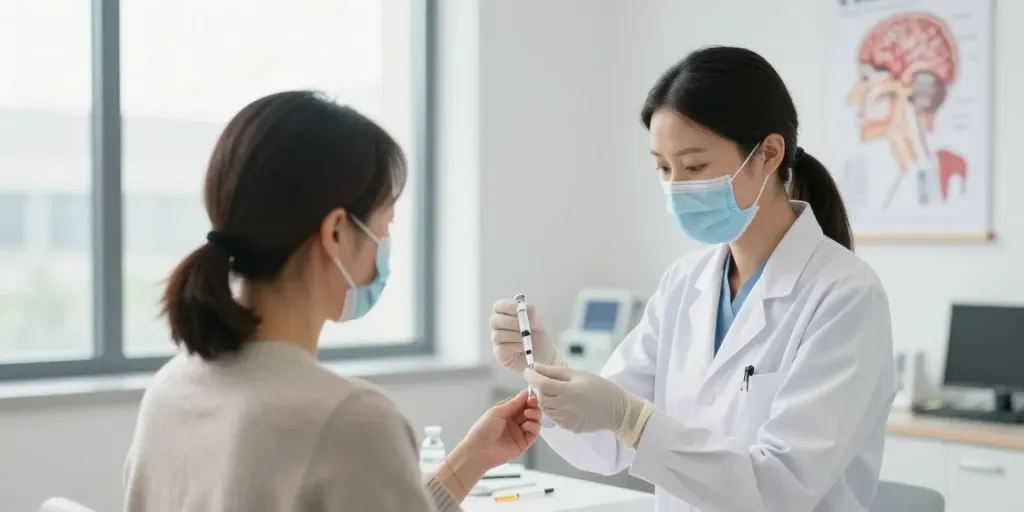 Cerebrolysin injection administration in a modern healthcare clinic.