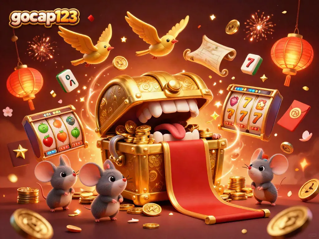 Kumpulkan koin emas di gocap123 dari peti harta karun penuh daya tarik dengan simbol slot yang berkilauan.