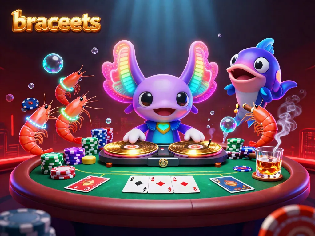 Experience vibrant bracelets and strategic gaming vibes in a dynamic casino scene full of excitement.
