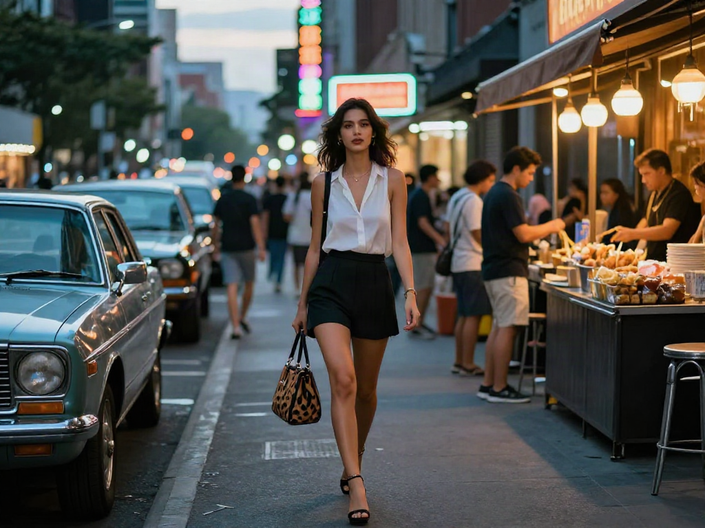 Call girls confidently navigating urban nightlife, stylish and chic.