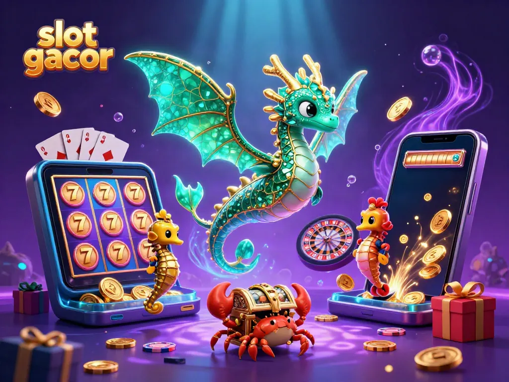 Experience slot gacor action with a vibrant underwater casino scene featuring magical symbols