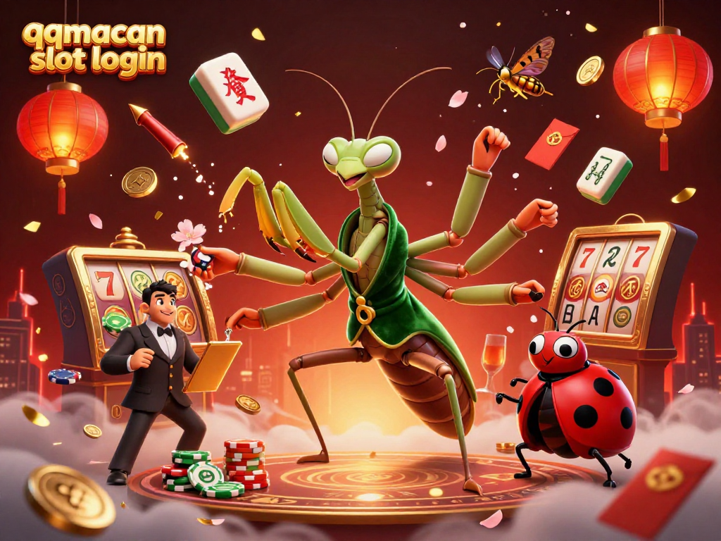Engage with the thrilling qqmacan slot login featuring vibrant 3D elements of a casino scene.