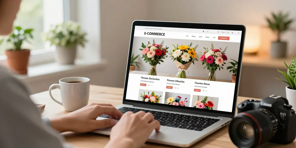Pengguna bos88 memilih buket bunga online di lingkungan nyaman dengan pemandangan ceria.