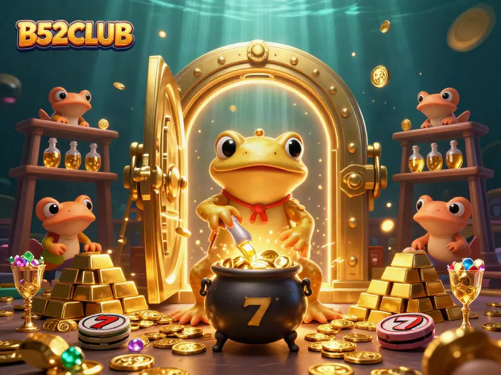 Bets flourish at B52CLUB as a golden salamander alchemist transforms wealth in a dazzling casino.