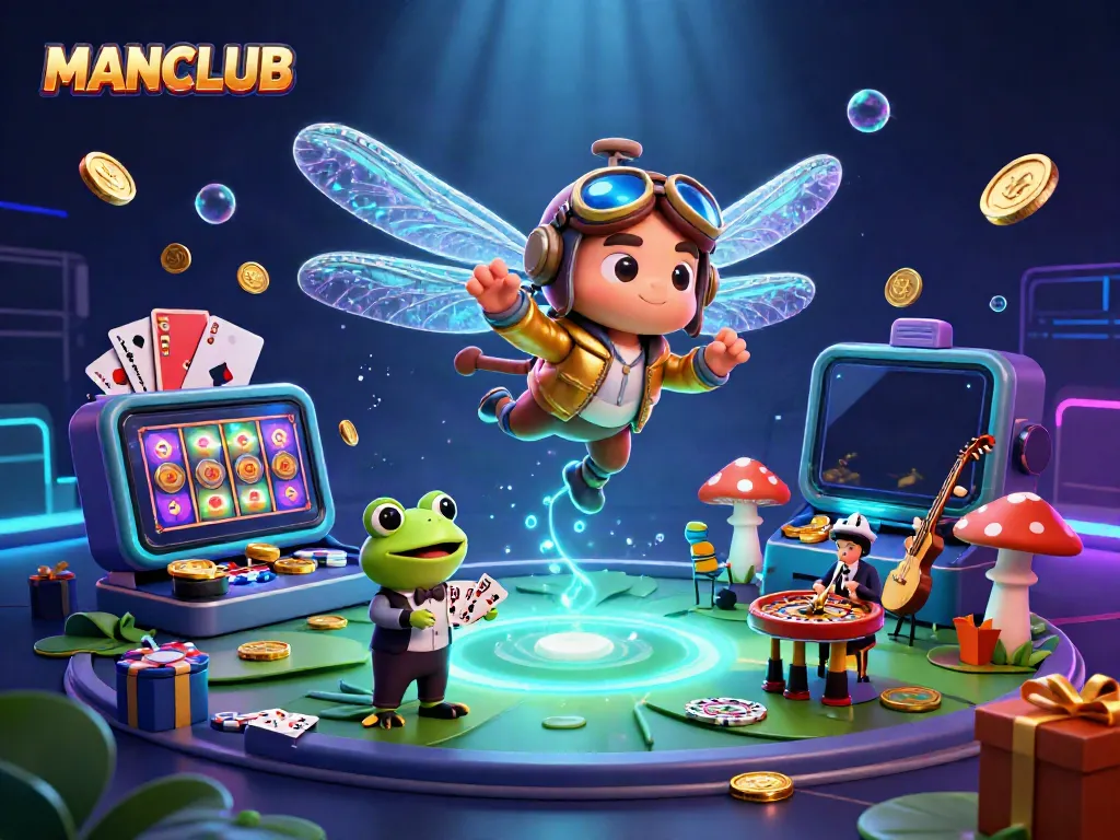 Play exciting games at MANCLUB's vibrant lily pad casino with thrilling animations and joyful interactions.