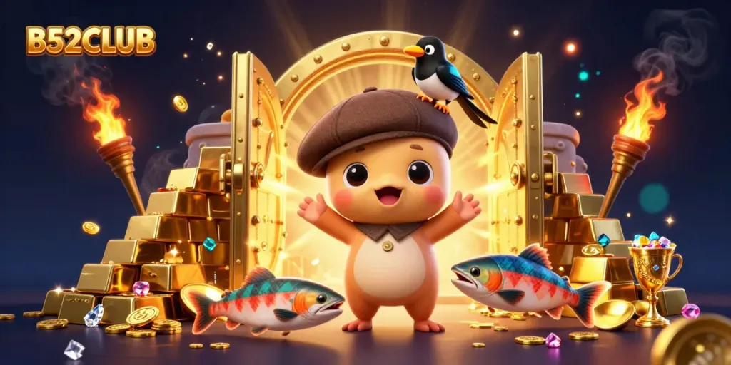 Engage in thrilling gameplay with B52CLUB as cartoon Nessie and festive elements abound.